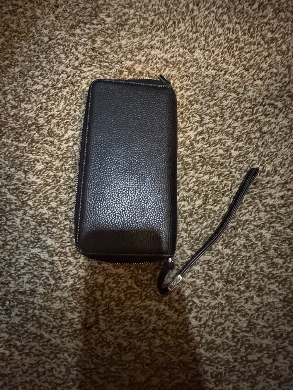 Woman Black Zip Wristlet Wallet